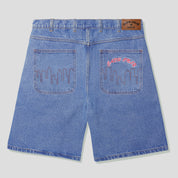 Cash Only Logo Denim Shorts - Washed Indigo