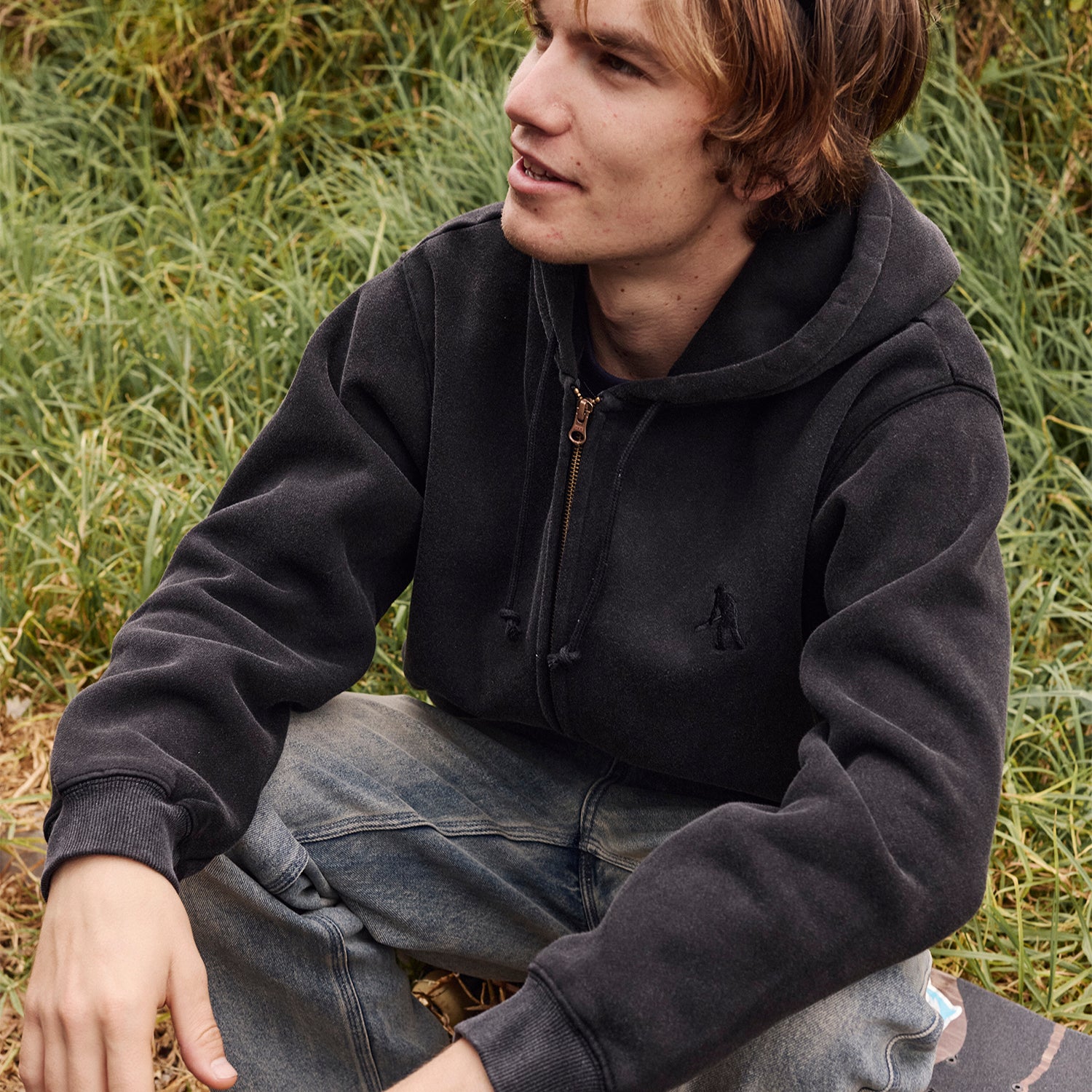 Pass~Port Solid Workers Zip Hood - Washed Black