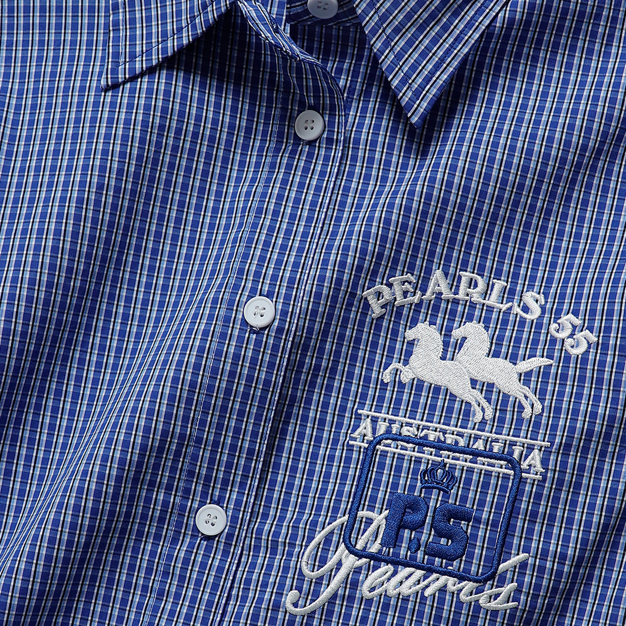 Pearls Skateboards Saddle Shirt - Blue Check