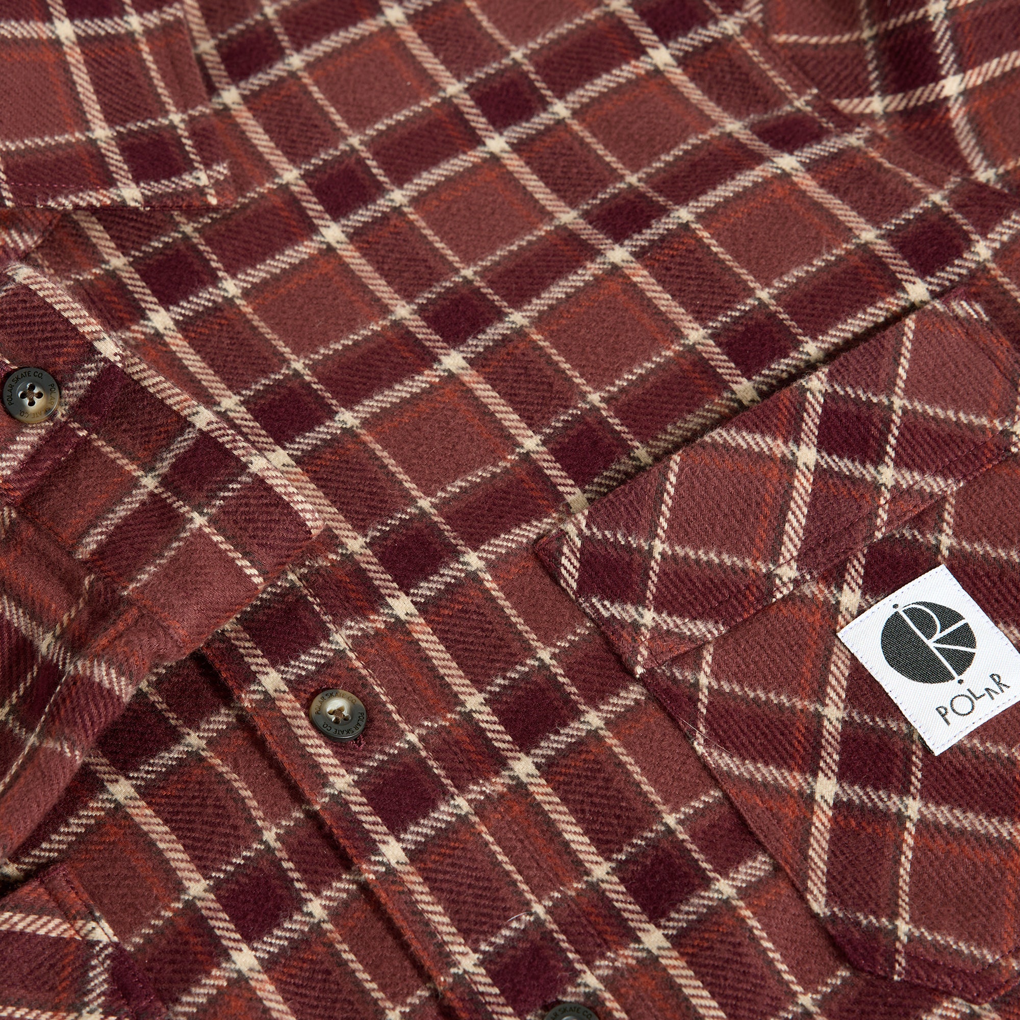 Polar Skate Co. Mike LS Flannel Shirt - Oxblood Check