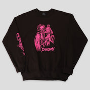 Dungeon Lights Out Crew Sweatshirt - Chocolate / Neon Pink