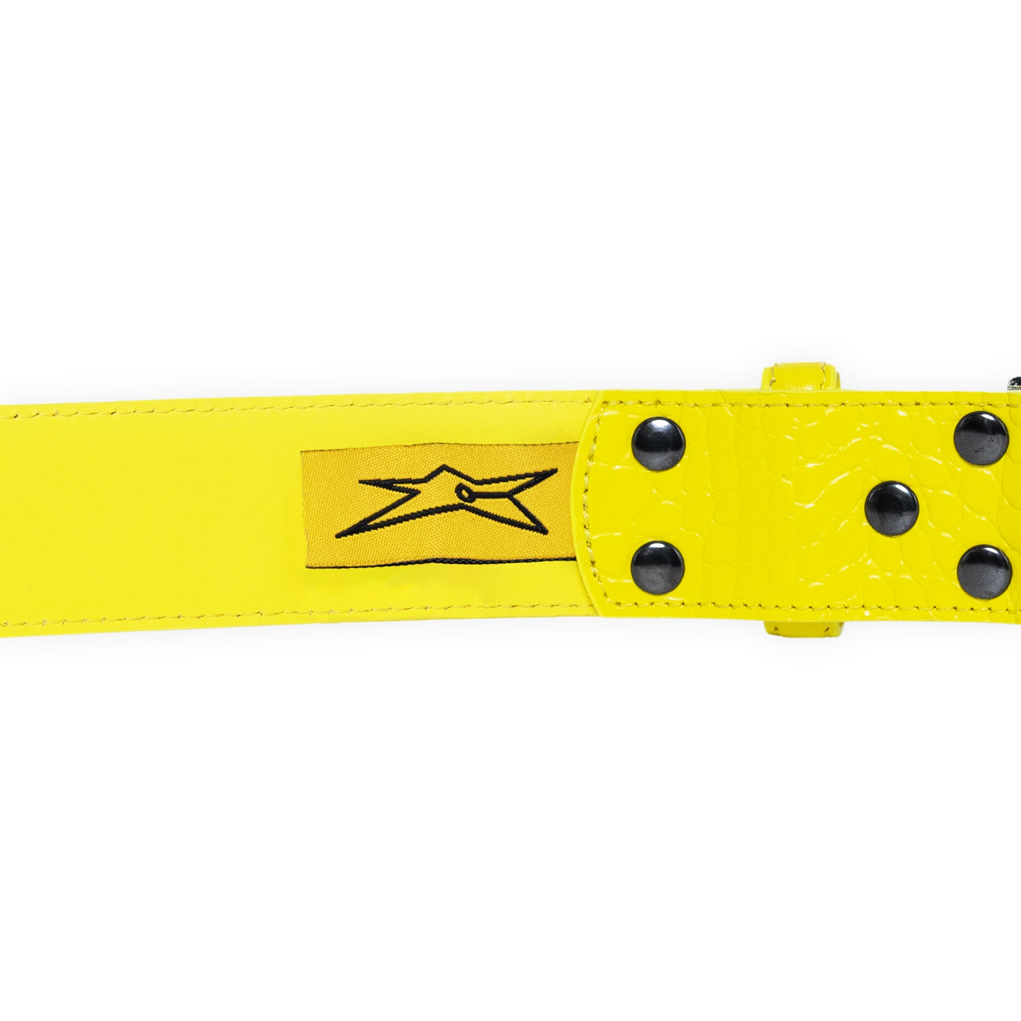 Carpet Company Crocskin Leather Belt - Yellow