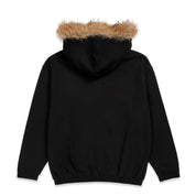 Pearls Skateboards Fur Zip Hood - Black