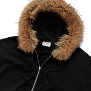Pearls Skateboards Fur Zip Hood - Black