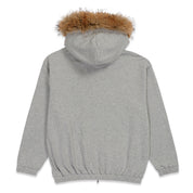 Pearls Skateboards Fur Zip Hood - Grey Marle