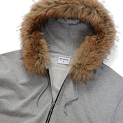 Pearls Skateboards Fur Zip Hood - Grey Marle