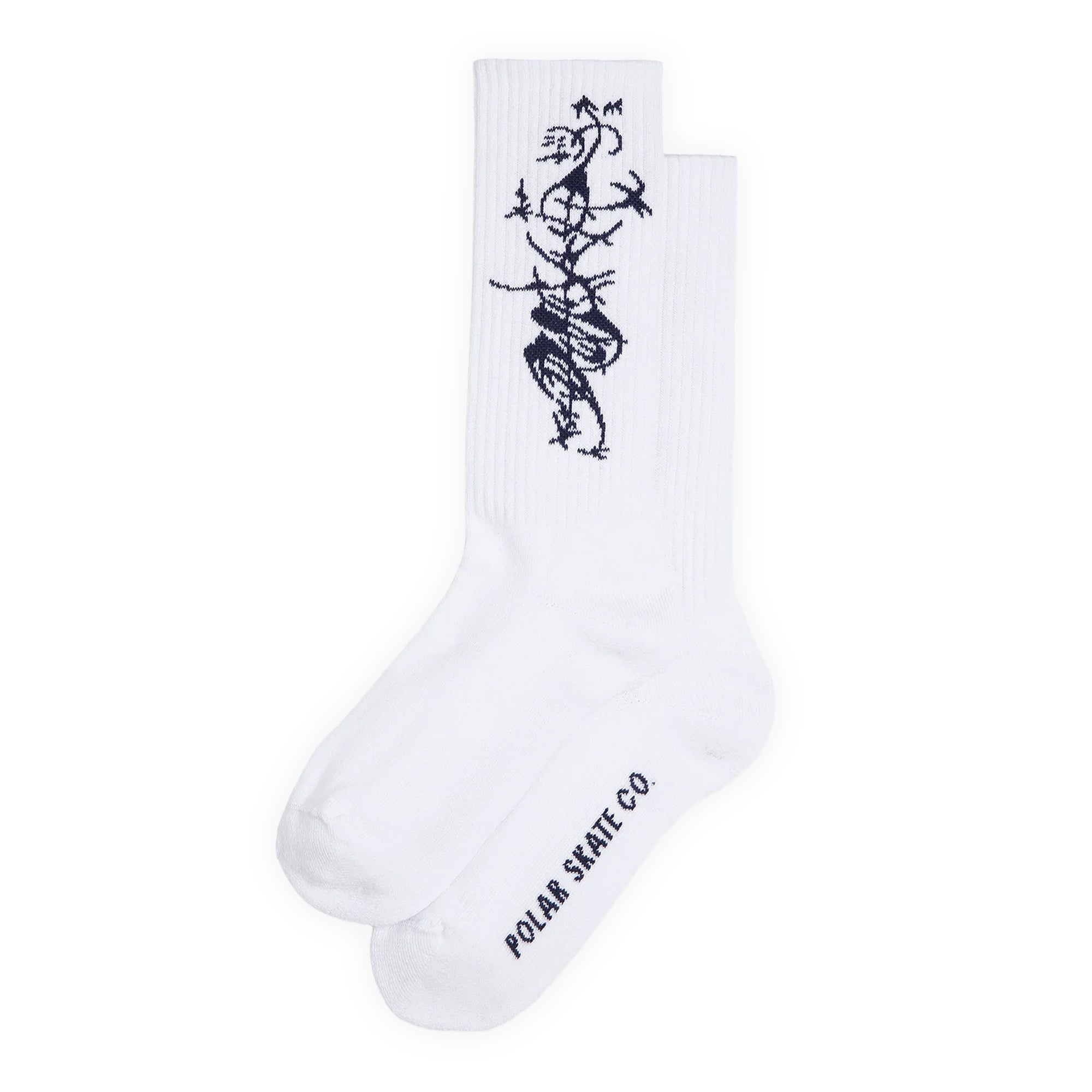 Polar Skate Co. Tribal Long Rib Socks - White / Navy