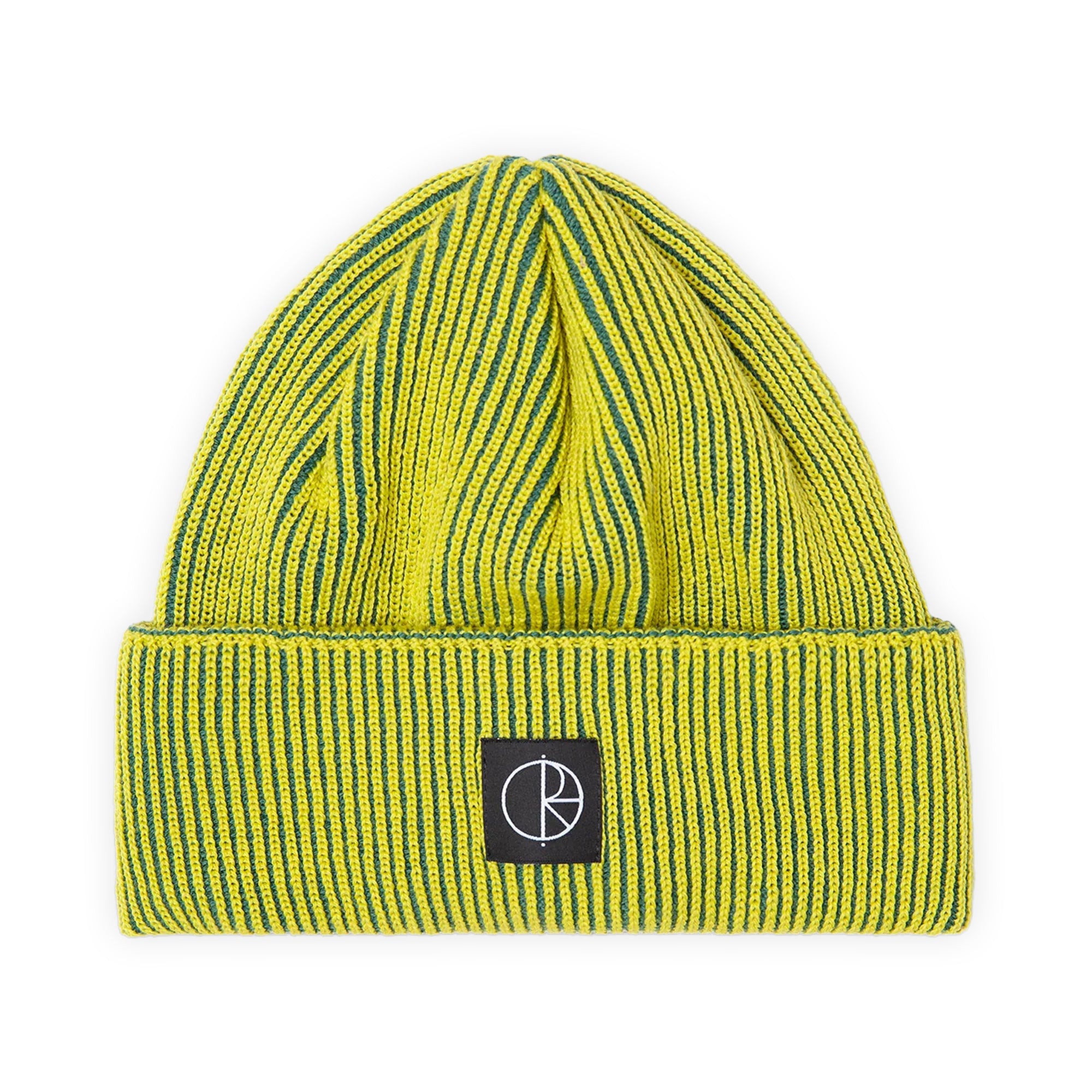 Polar Skate Co. Lines Merino Beanie - Chartreuse / Army Green