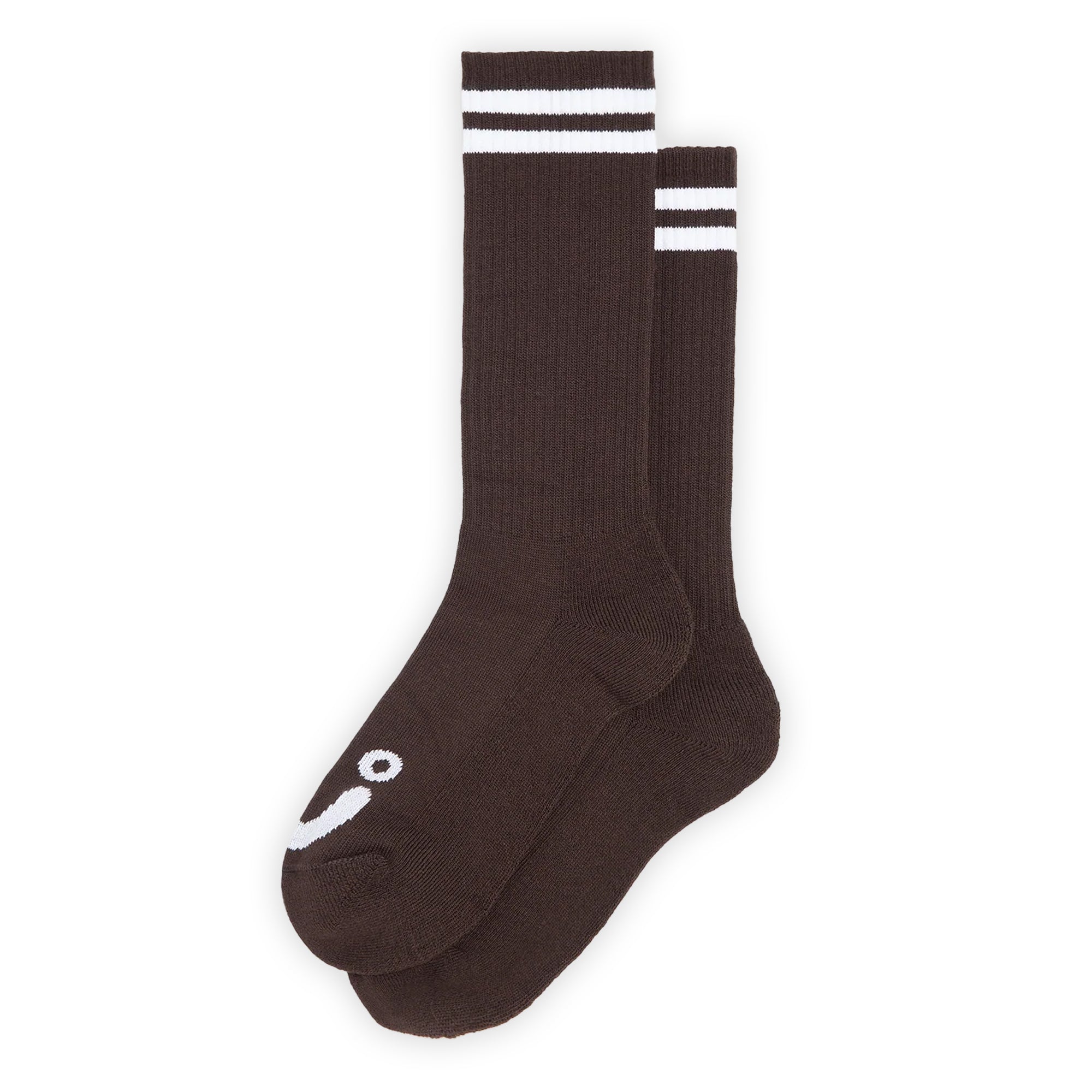Polar Skate Co. Happy Sad Long Rib Socks - Brown / White