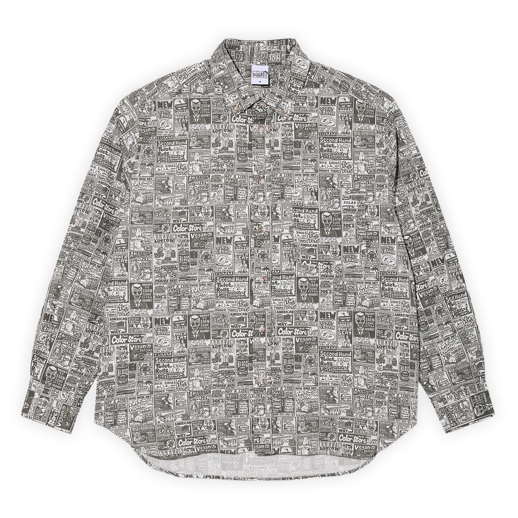 Polar Skate Co. Ben LS Shirt - Newspaper / Light Grey