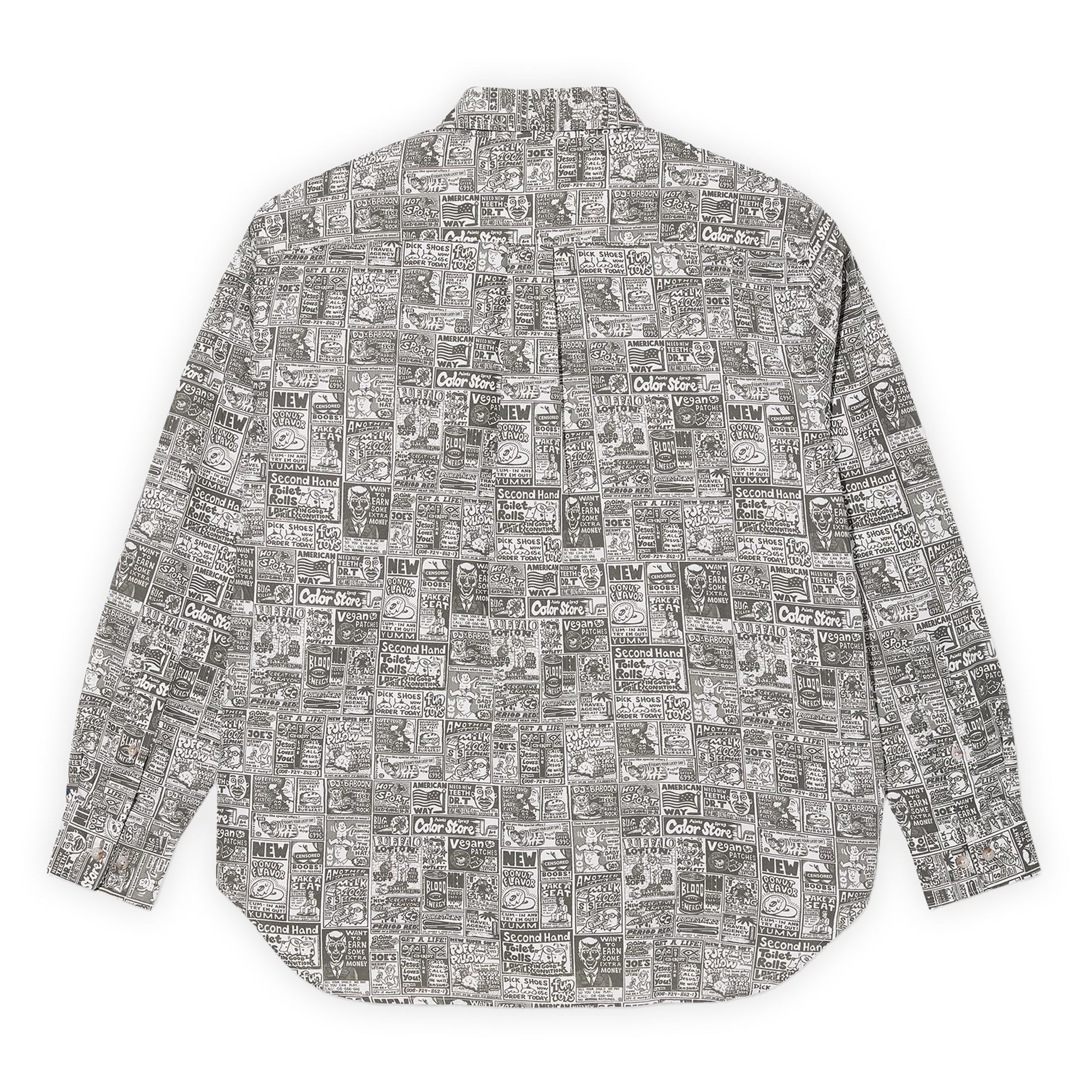 Polar Skate Co. Ben LS Shirt - Newspaper / Light Grey
