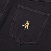 Pass~Port Workers Club Denim Jean Short - Washed Black / Brown Stitch