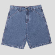 Pass~Port Workers Club Denim Short - Washed Dark Indigo / Maroon Stitch
