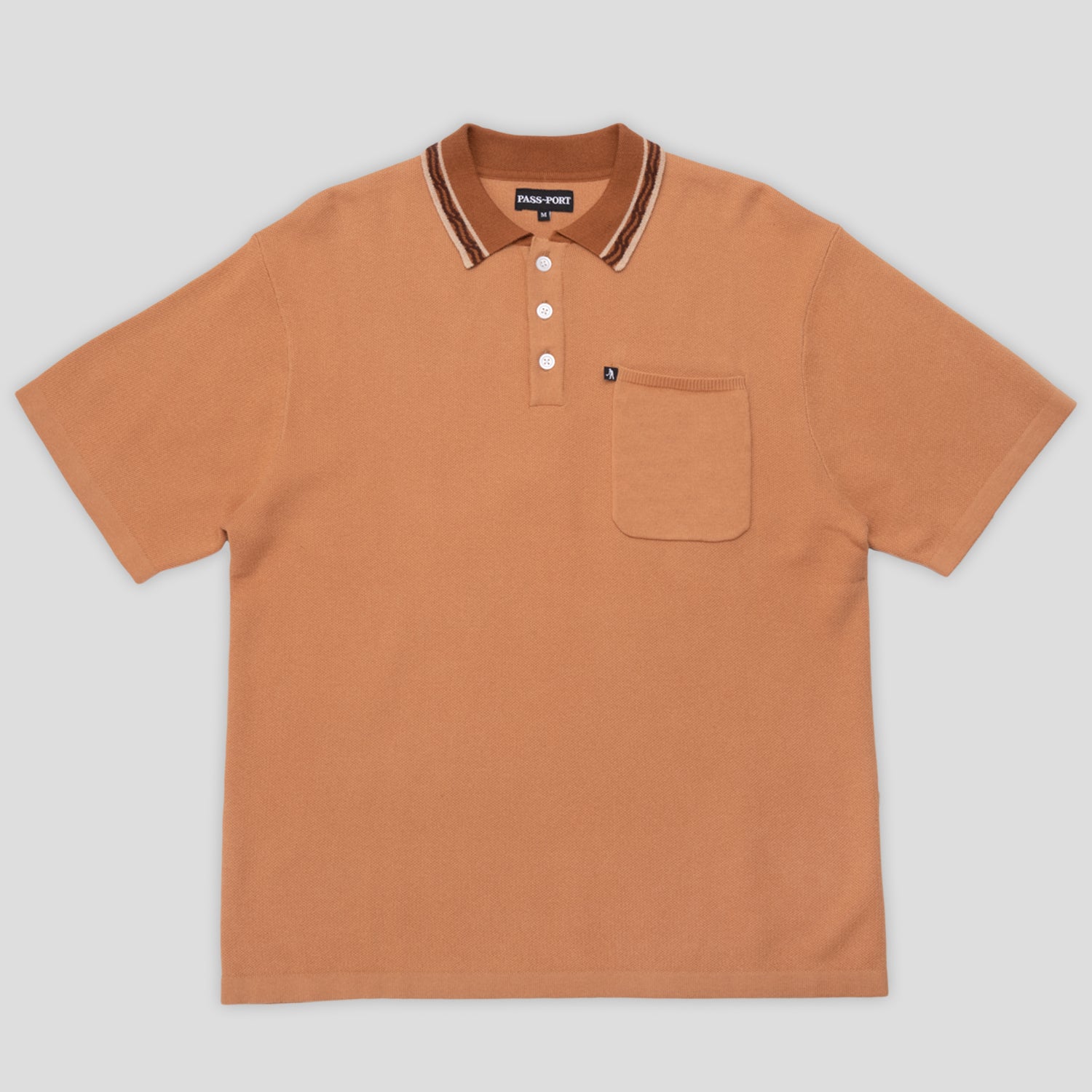 PASS~PORT Pattoned S/S ニット ポロ ネイビー メンズ