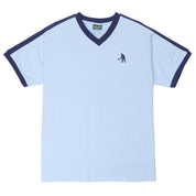 Pass~Port Workers Stripe Organic Cotton Jersey - Sky Blue