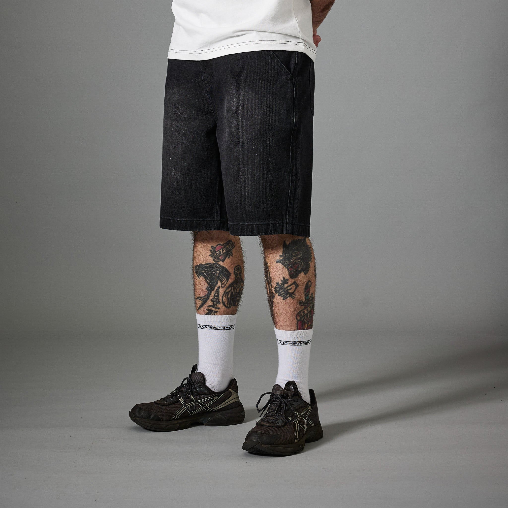 Pass~Port Recycled Cotton Workers Club Denim Short - Washed Black