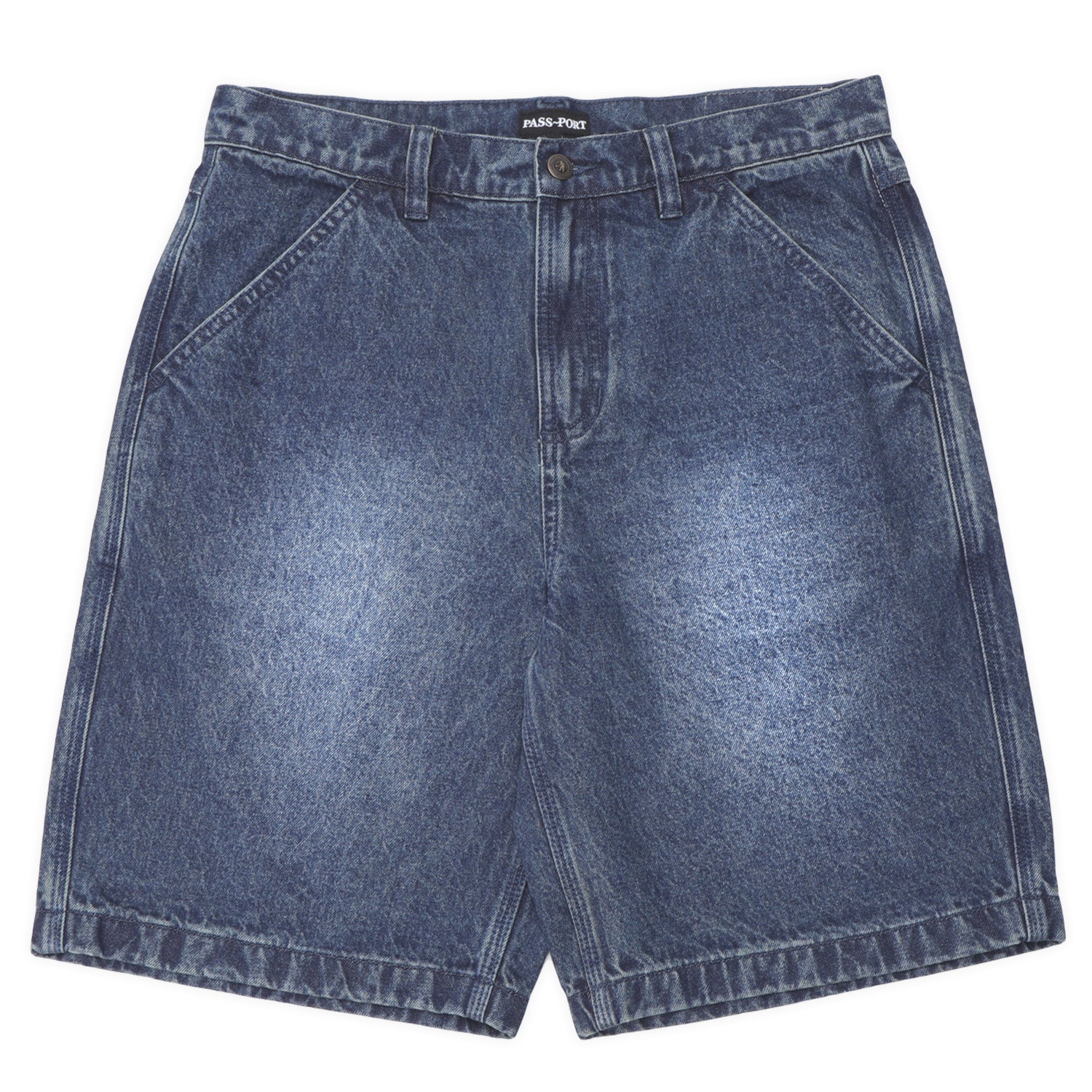 パンツ PASSPORT WORKERSCLUB JEAN SHORT WASHED34 Pass~Port Recycled Cotton Workers Club Denim Short - Washed Dark Indig