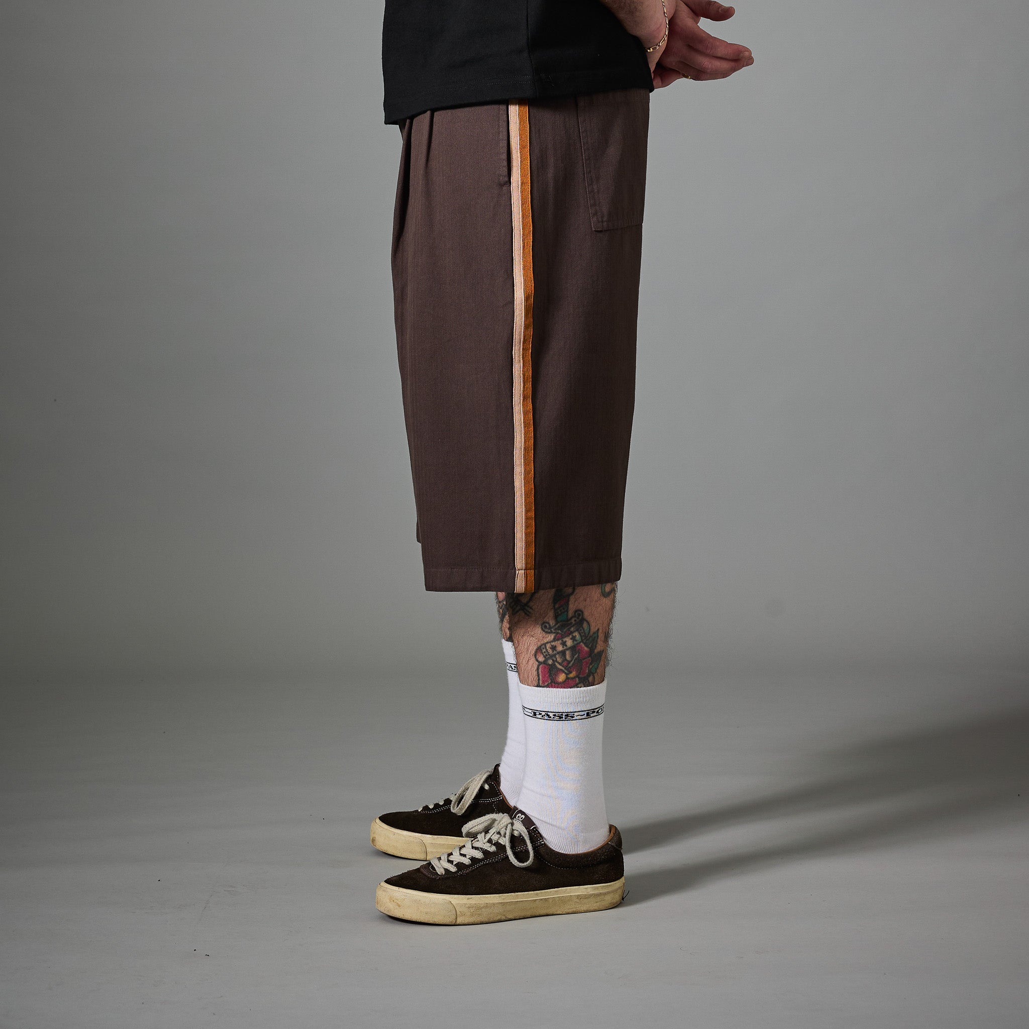 Pass~Port Herringbone Leagues Club Stripe Short - Dark Brown