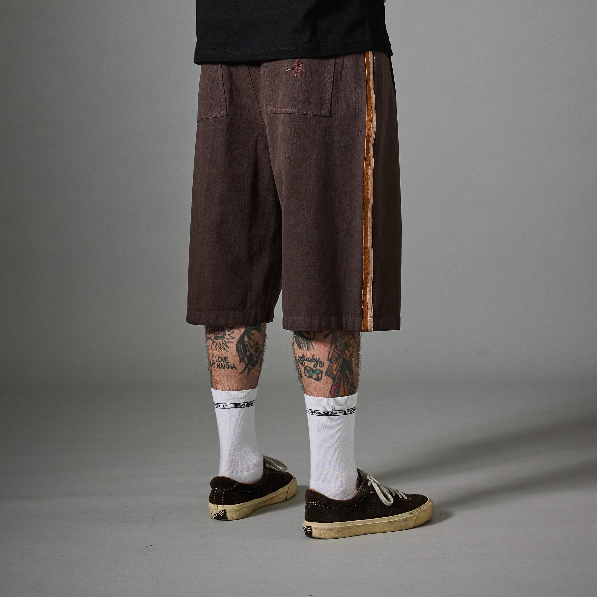 Pass~Port Herringbone Leagues Club Stripe Short - Dark Brown