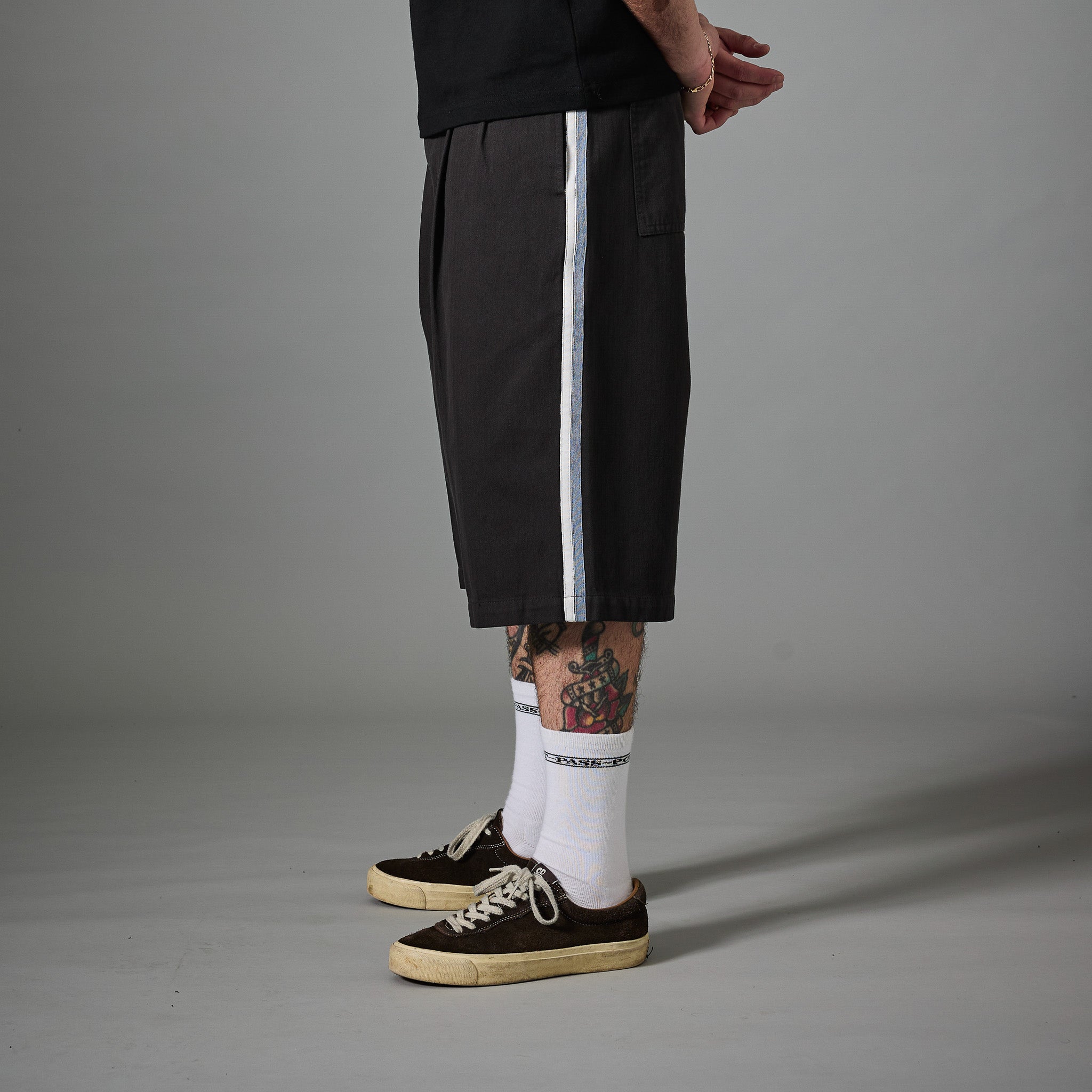 Pass~Port Herringbone Leagues Club Stripe Short - Vintage Black