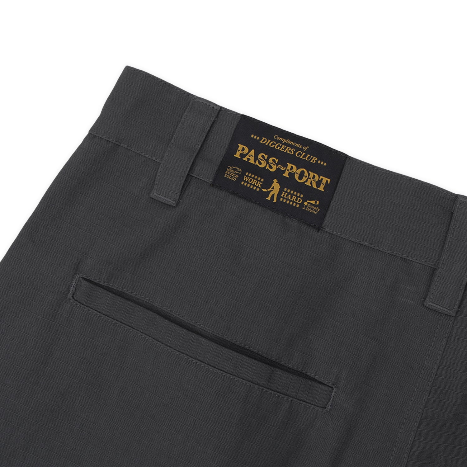 Pass~Port Ripstop Double Knee Diggers Club Short - Dark Charcoal