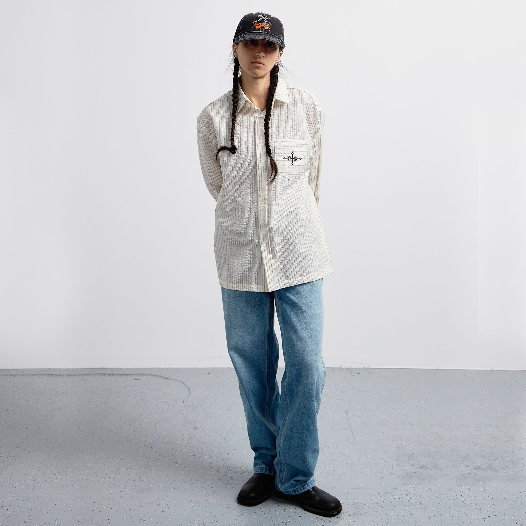 Pass~Port Gauntlets Workers Long Sleeve Shirt - Off White
