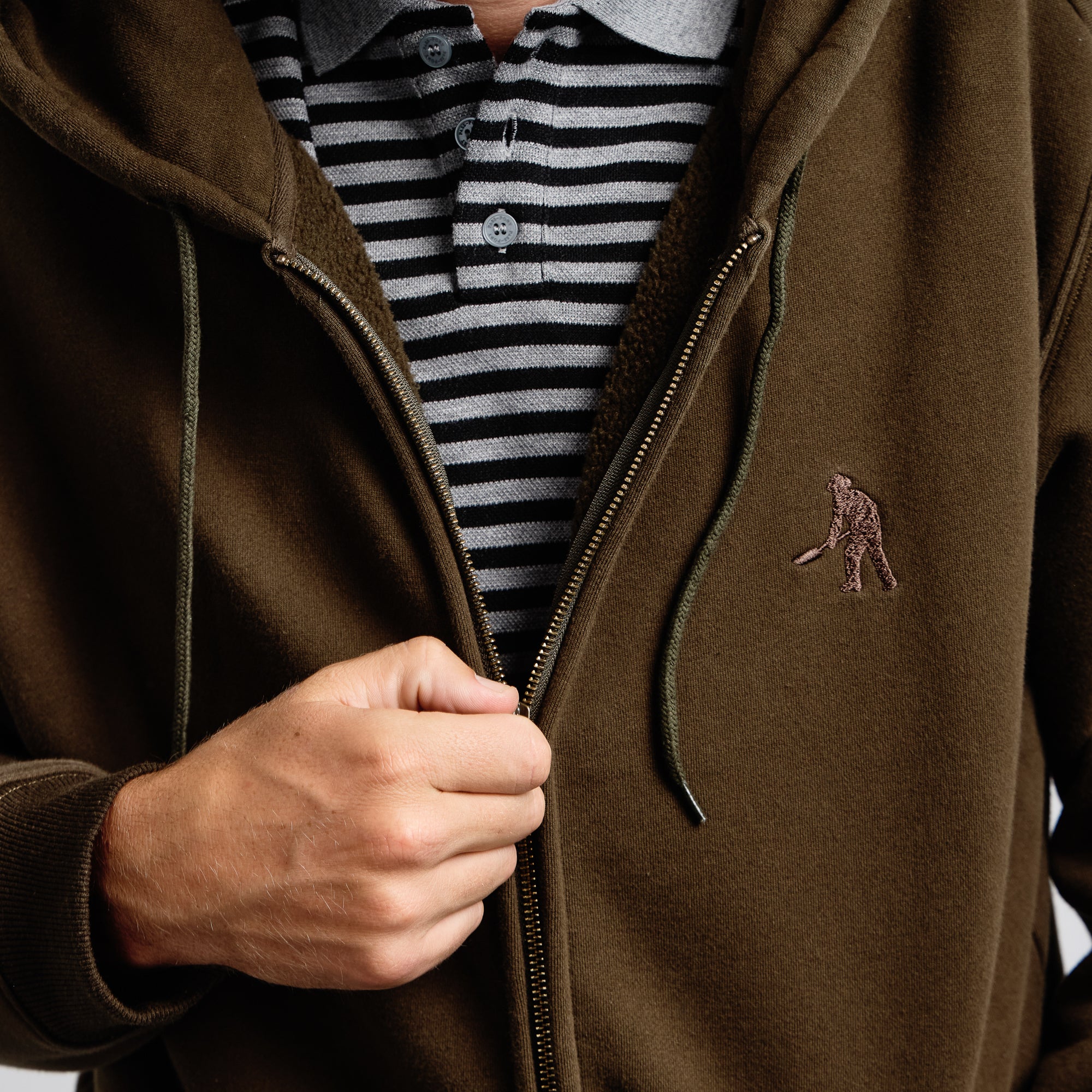 Pass~Port Solid Workers Zip Hood - Dark Olive