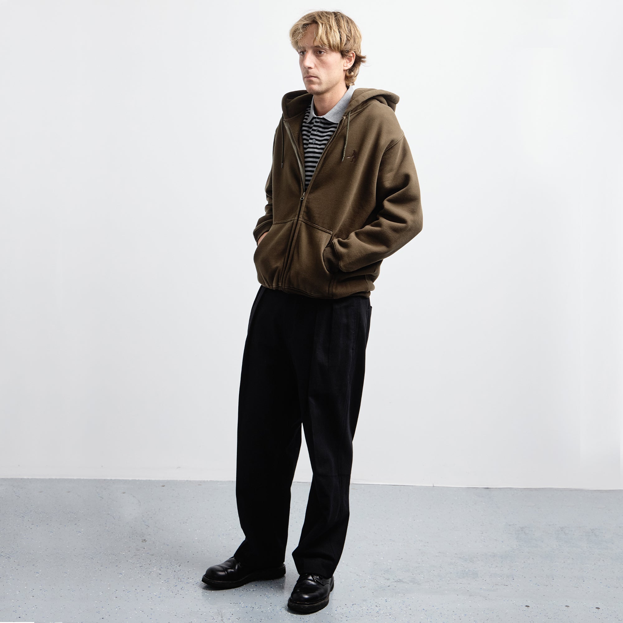 Pass~Port Solid Workers Zip Hood - Dark Olive