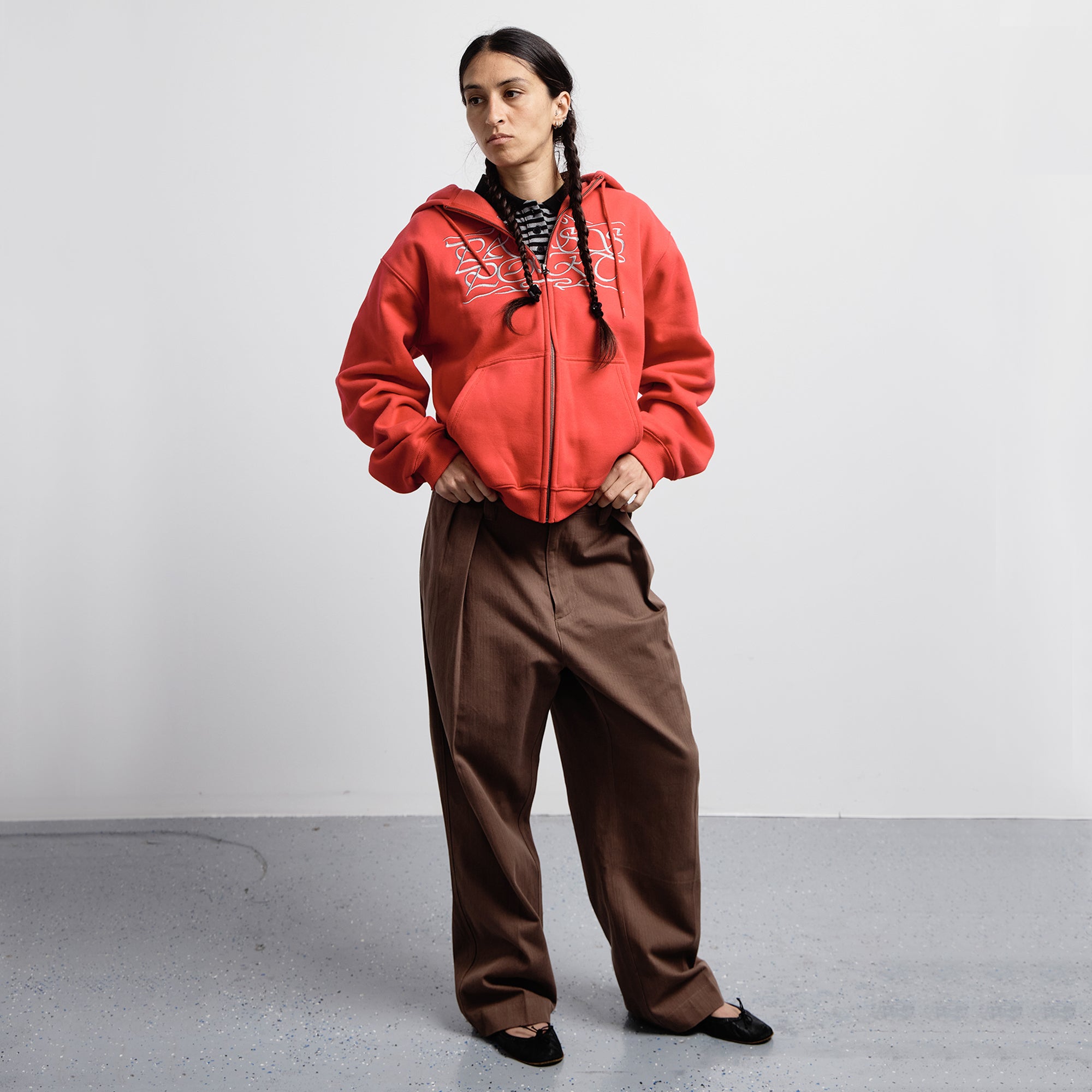 Pass~Port Calligraphy Zip Hood - Red