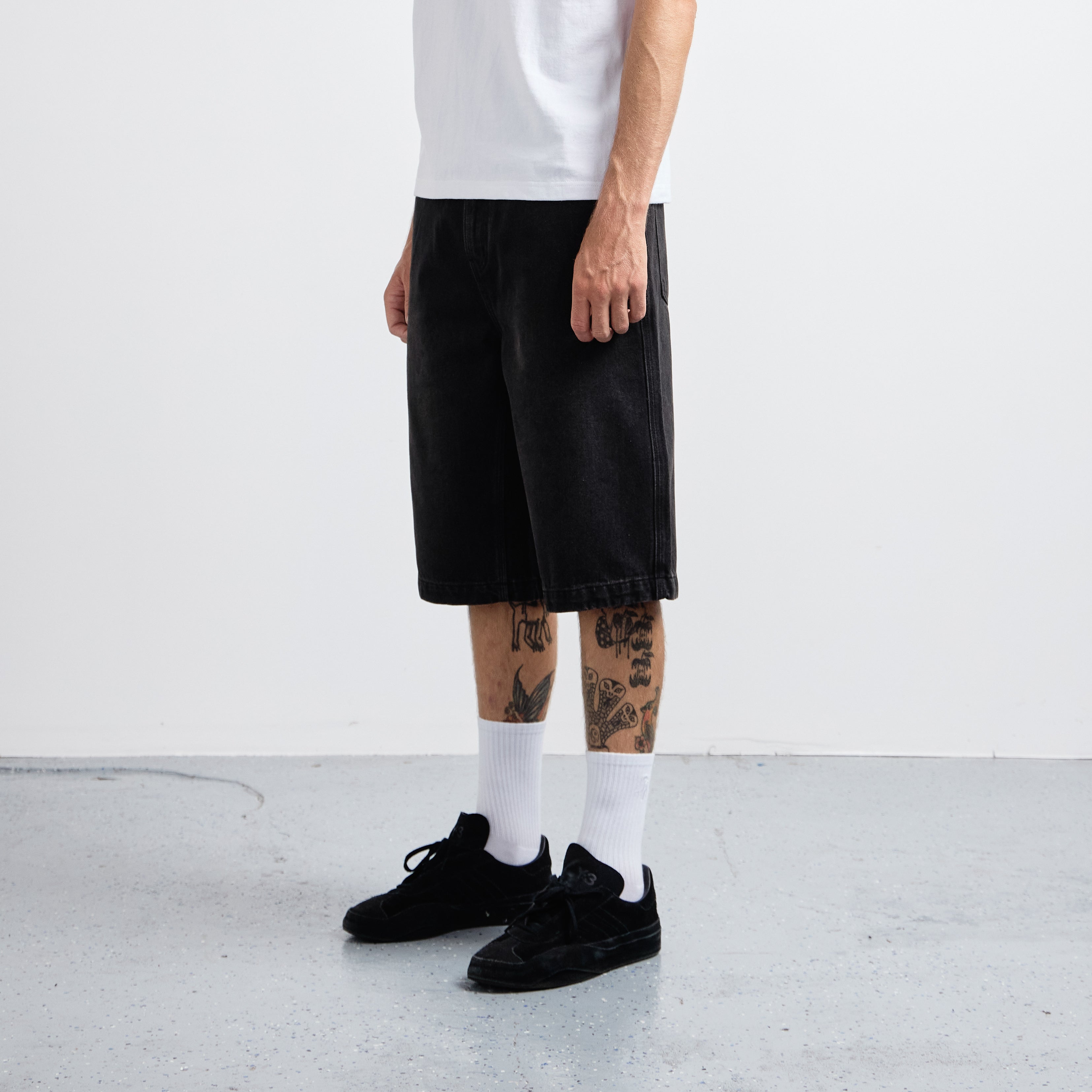 Pass~Port Workers Club 3/4 Jean Short - Faded Wash Black