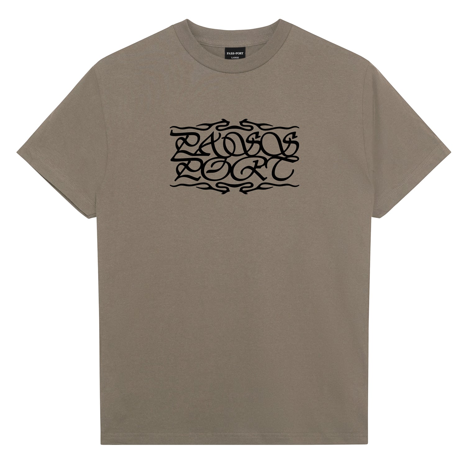 Pass~Port Calligraphy Tee - Khaki
