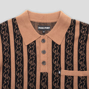 Pass~Port Pattoned Knit Polo Long Sleeve - Caramel