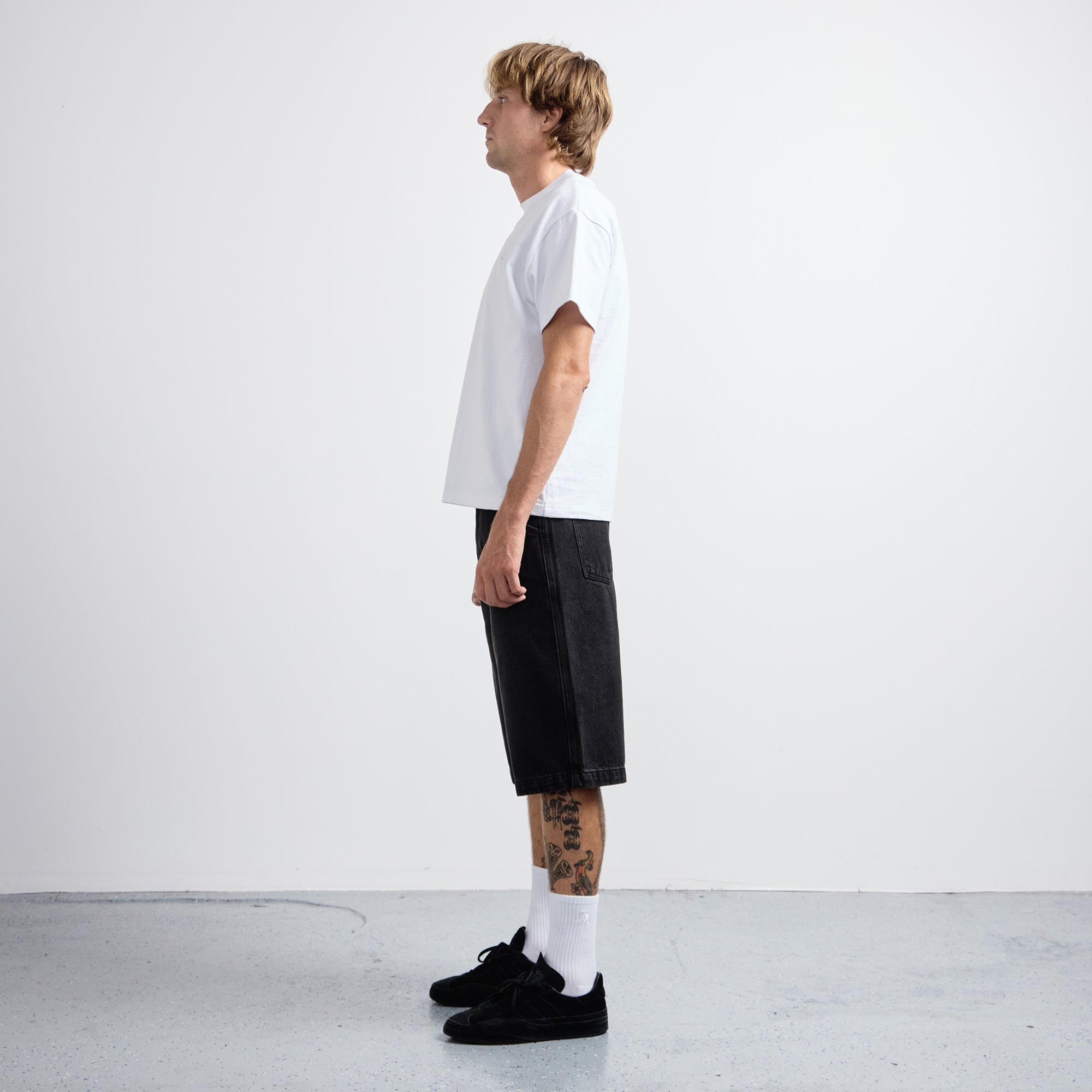 Pass~Port Workers Club 3/4 Jean Short - Faded Wash Black