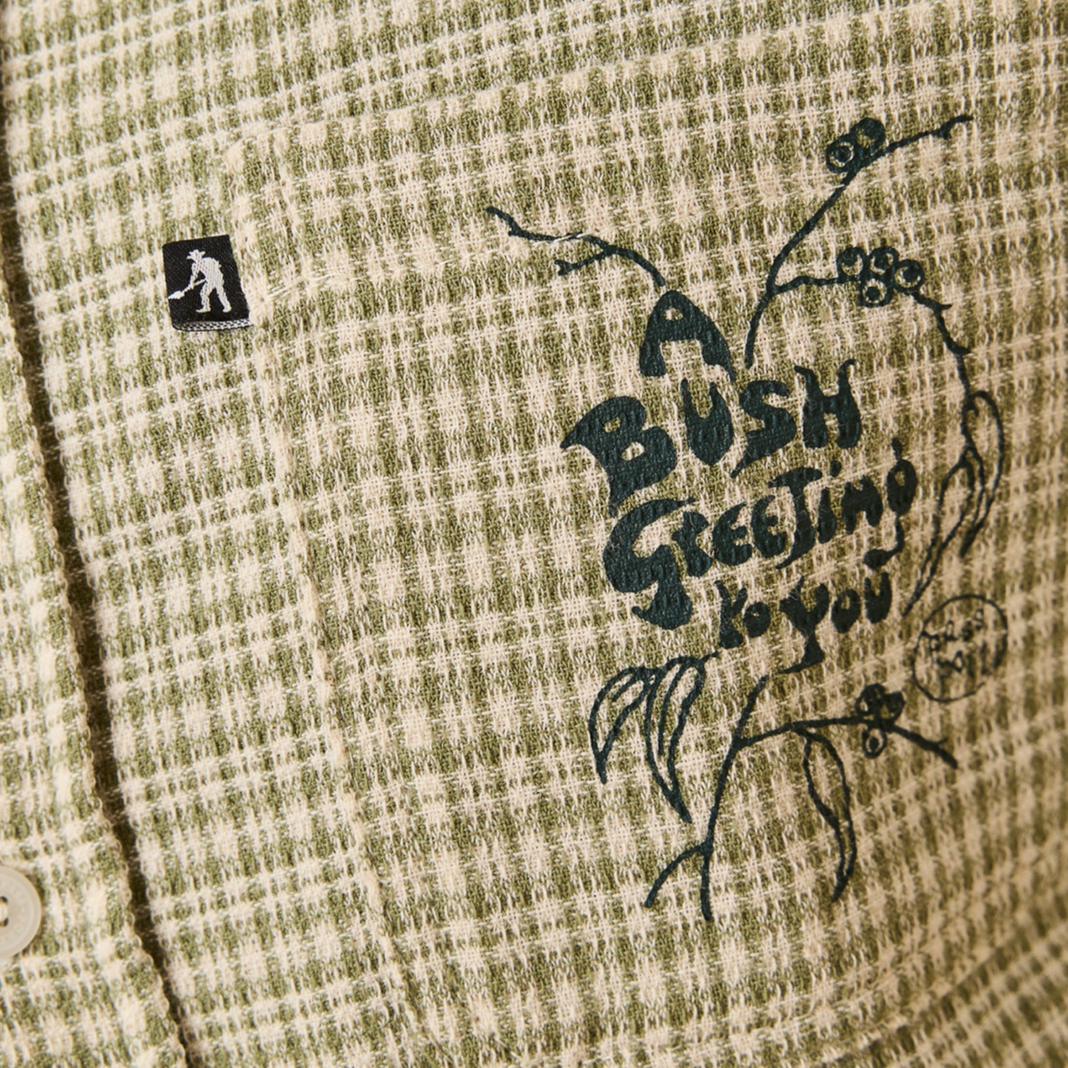 Pass~Port & May Gibbs Bush Greeting Workers Check Long Sleeve Shirt - Moss Green
