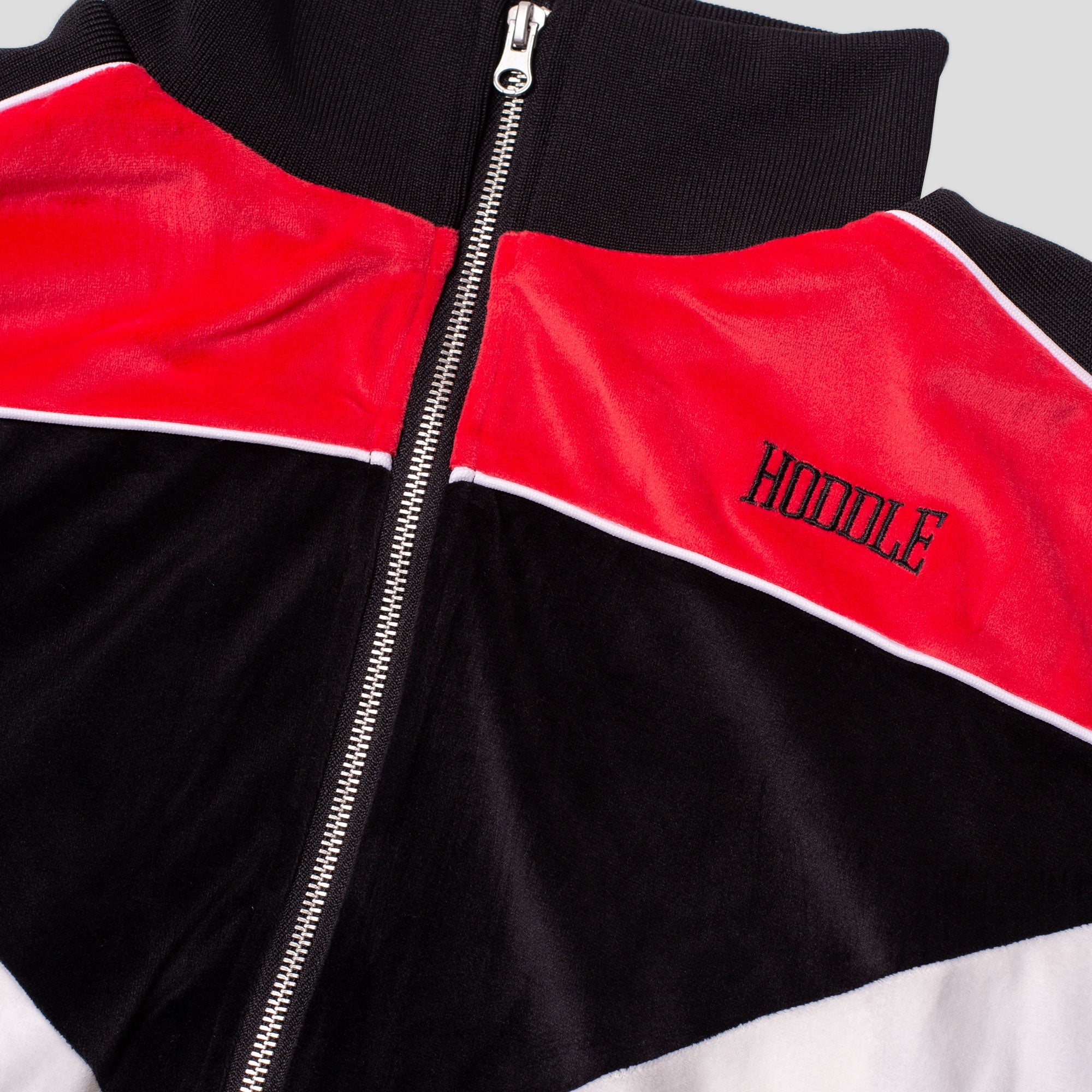 Hoddle Velour Track Top - Red / Black