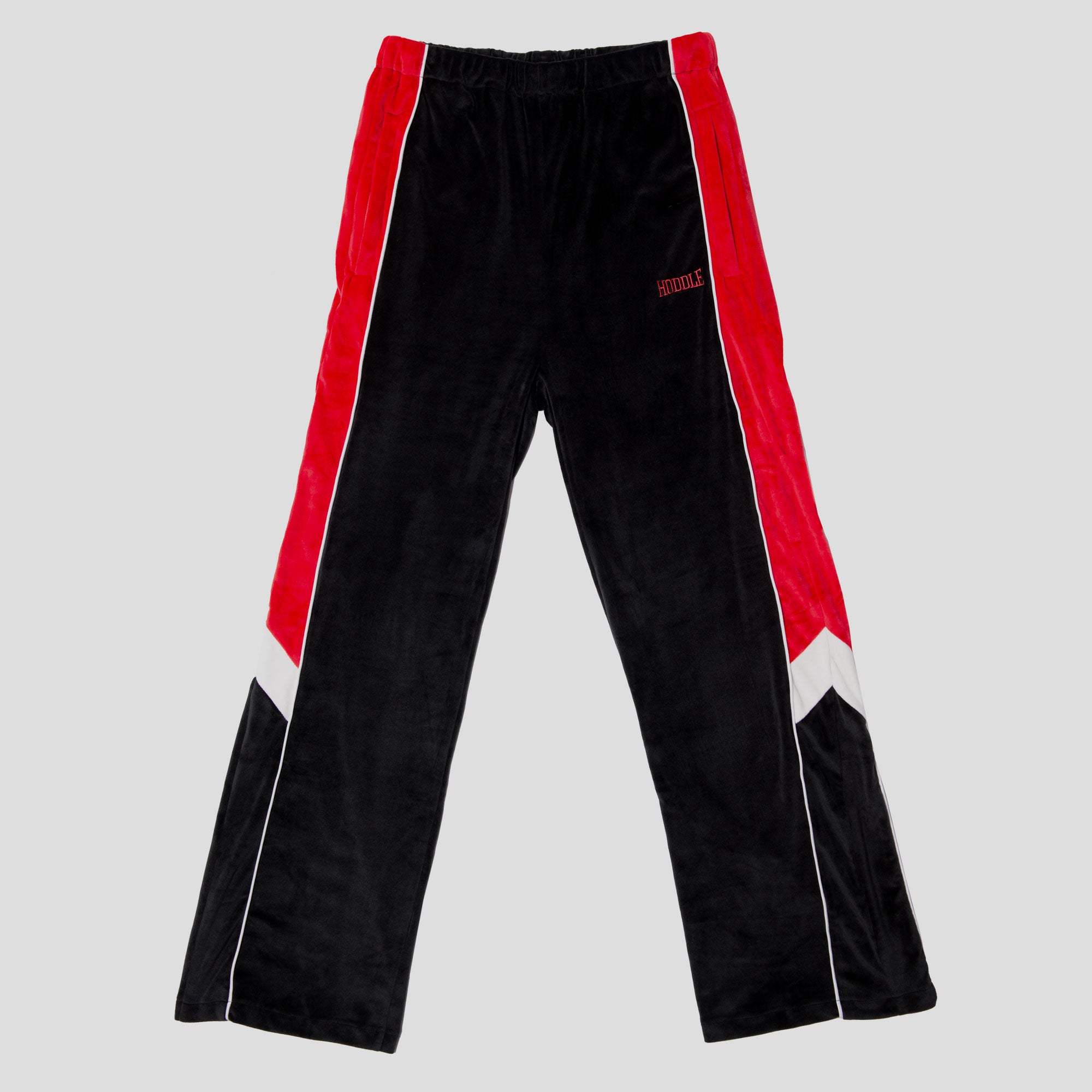 Hoddle Velour Track Pant - Black / Red