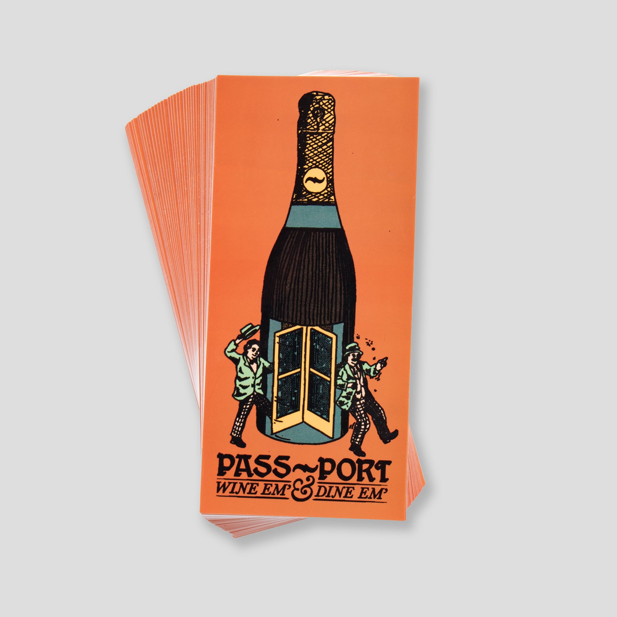 Pass~Port Wine Em Dine Em Sticker