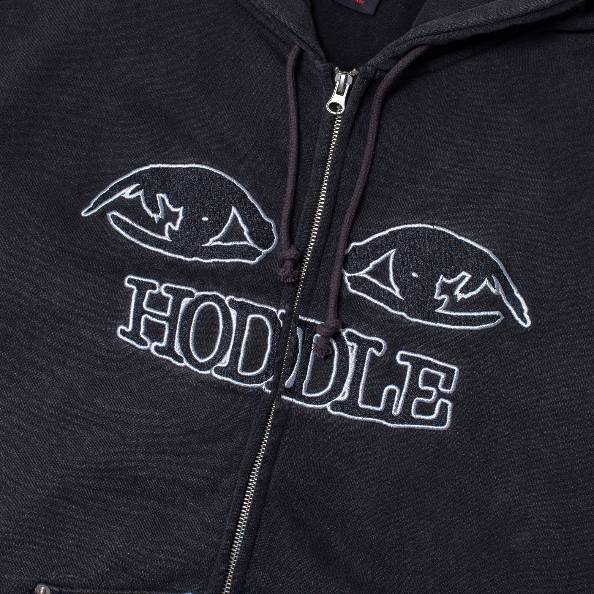 Hoddle Watcher Zip Up Hood - Black Over Dye