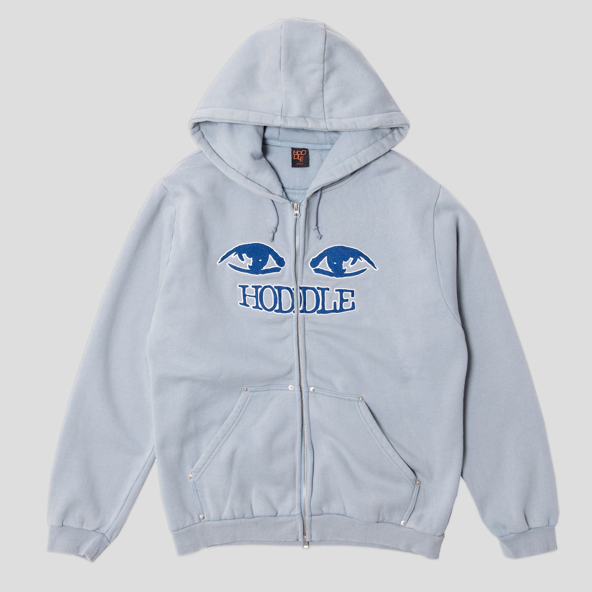 Hoddle Watcher Zip Up Hood - Baby Blue Over Dye