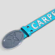 Carpet Company Rhinestone Leather Belt - Carolina Blue