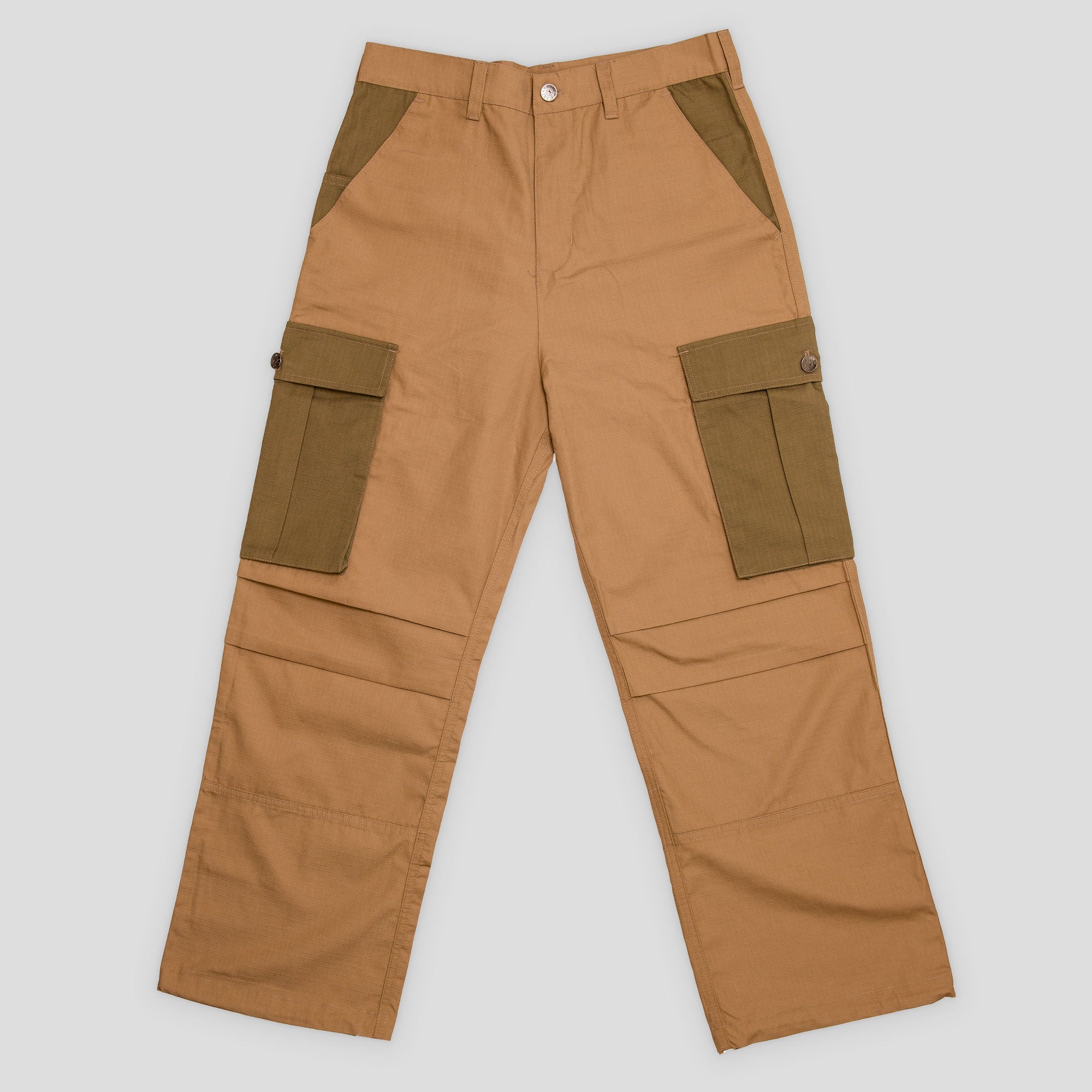 Hoddle Pleated Ripstop Cargo Pants - Tan / Khaki