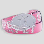 Carpet Company Rhinestone Leather Belt - Hot Pink