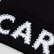 Carpet Rhinestone Beanie - Black