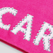 Carpet Rhinestone Beanie - Hot Pink