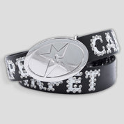 Carpet Company Rhinestone Leather Belt - Black